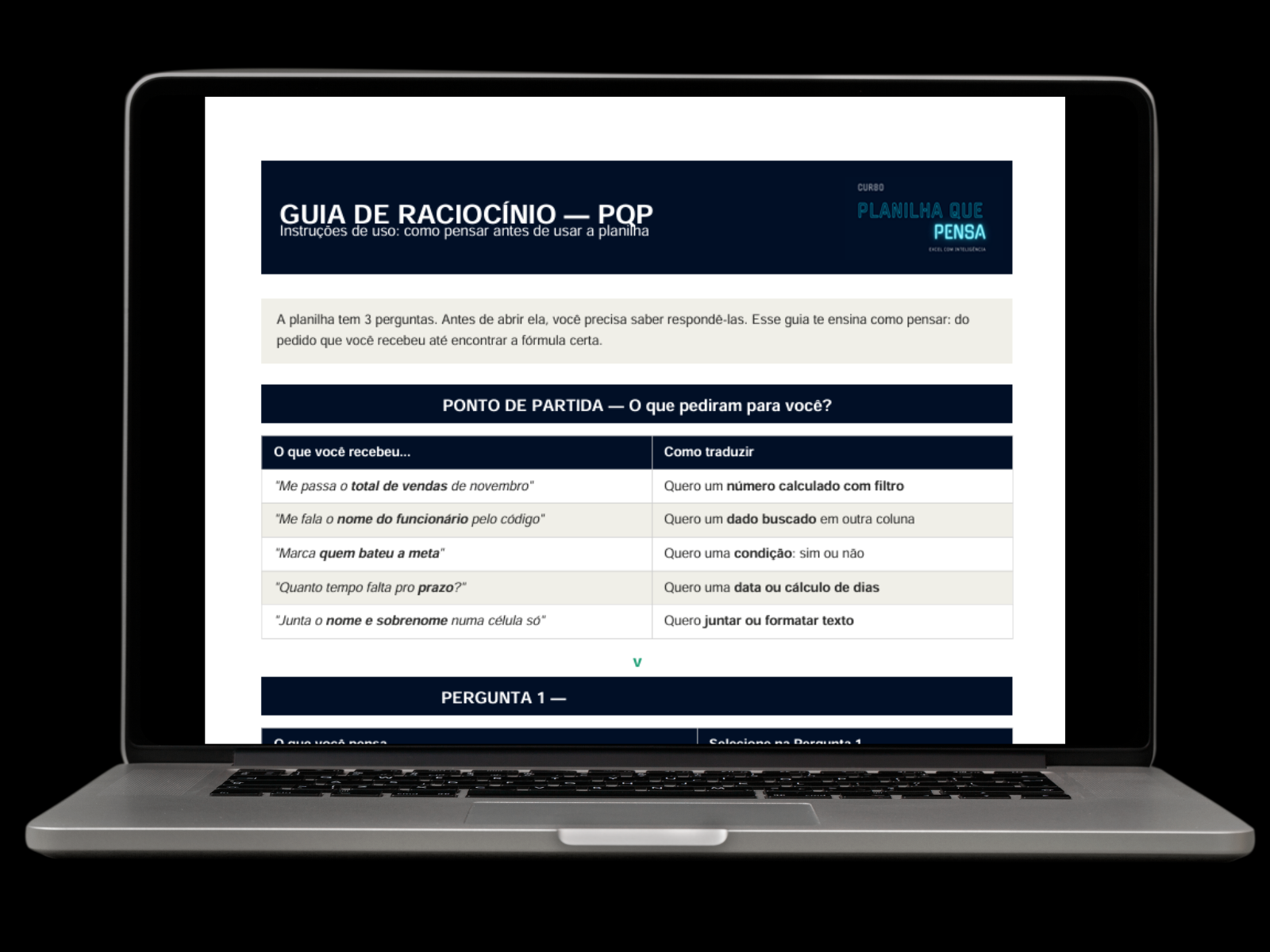 Planilha de Raciocínio + PDF de Instruções